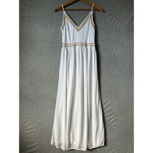 Japna White Embroidered Maxi Dress Beachy Boho Resort Vacation Women's Small